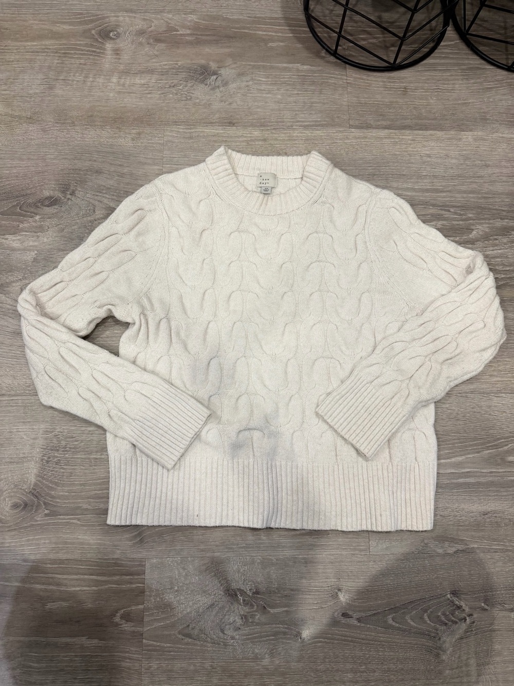 a new day Cream Cable-Knit Crewneck Sweater